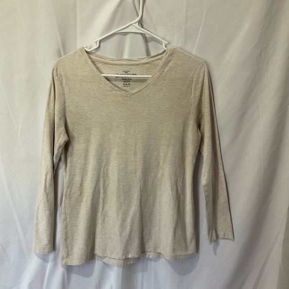 Faded Glory Women’s Long Sleeve V-Neck Heather Oatmeal Size Medium 8-10 - Picture 3 of 7